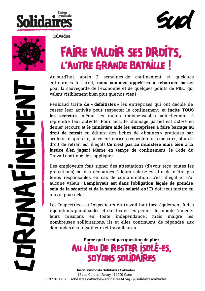 tract corona état des lieux travail - mars 2020