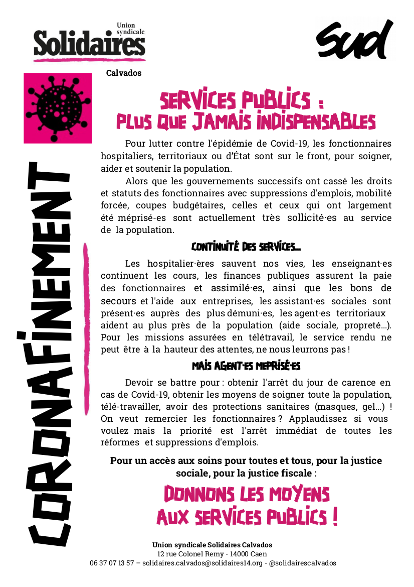 tract corona fonctionnaires - mars 2020