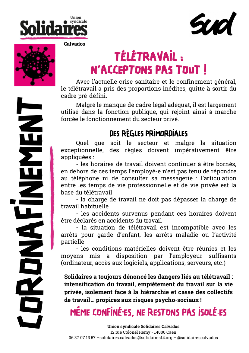 tract corona télétravail - mars 2020