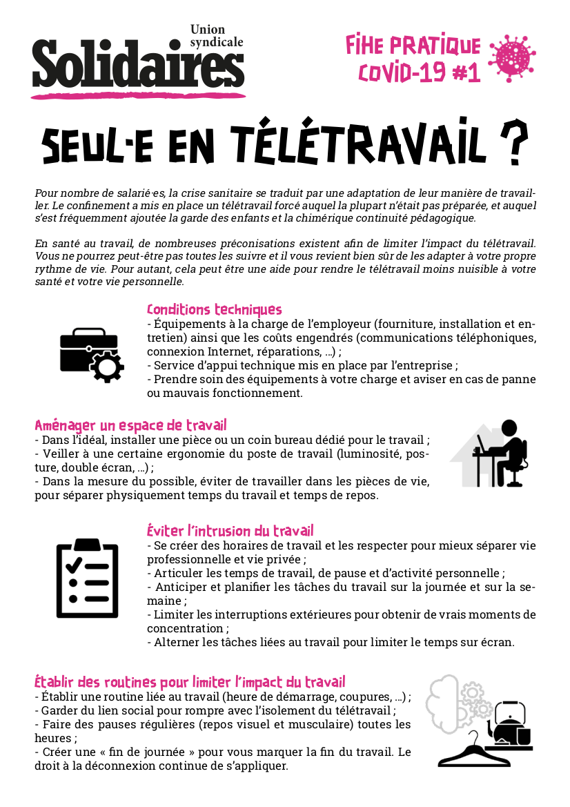 fiche pratique covid-19 télétravail 