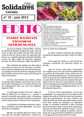 journal Solidaires Calvados n°12 - 21 juin 2013