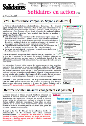 Solidaires en action - un journal de l'Union Syndicale Solidaires