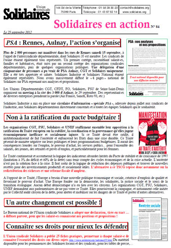 Journal de l'Union Syndicale Solidaires