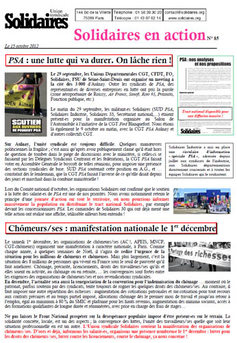 Une parution de l'Union Syndicale Solidaires