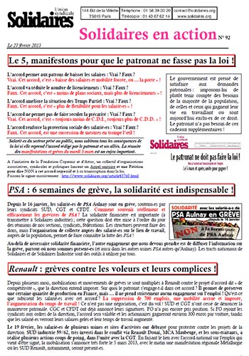 Journal Solidaires en Action - 27 février 2013