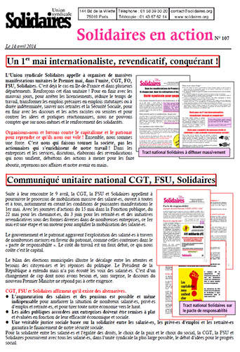 Journal de l'Union Syndicale Solidaires