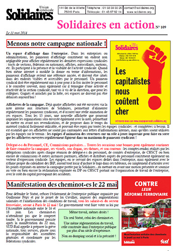 Journal de l'Union Syndicale Solidaires