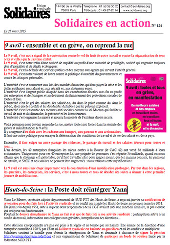 Journal de l'Union Syndicale Solidaires