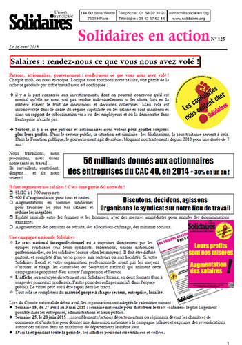 Journal de l'Union Syndicale Solidaires