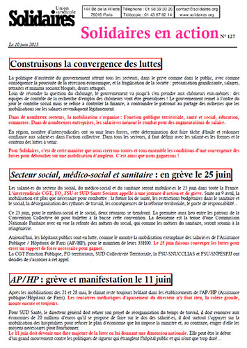 Journal de l'Union Syndicale Solidaires