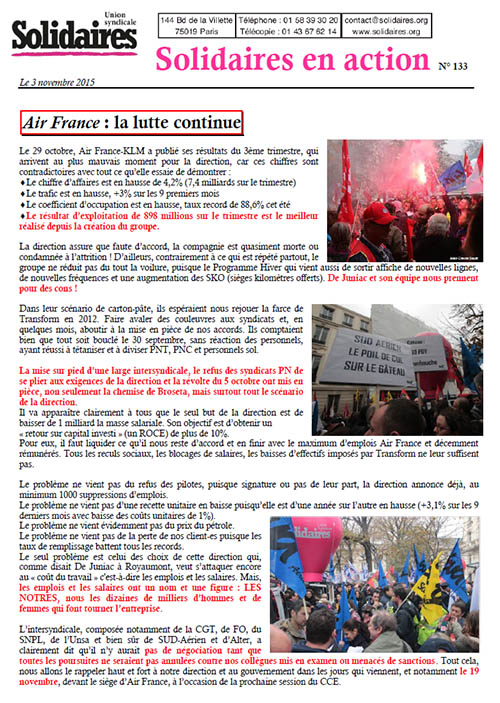 Journal de l'Union Syndicale Solidaires